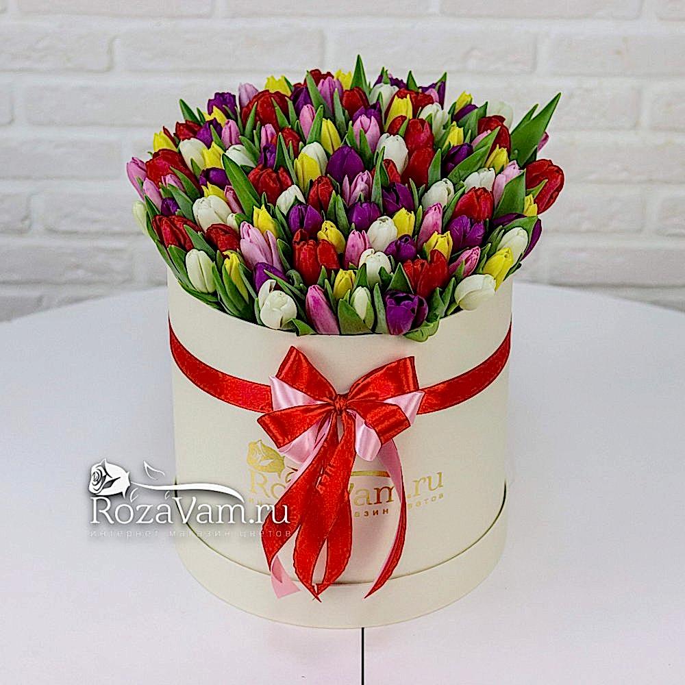 Коробка из 101 тюльпана микс
